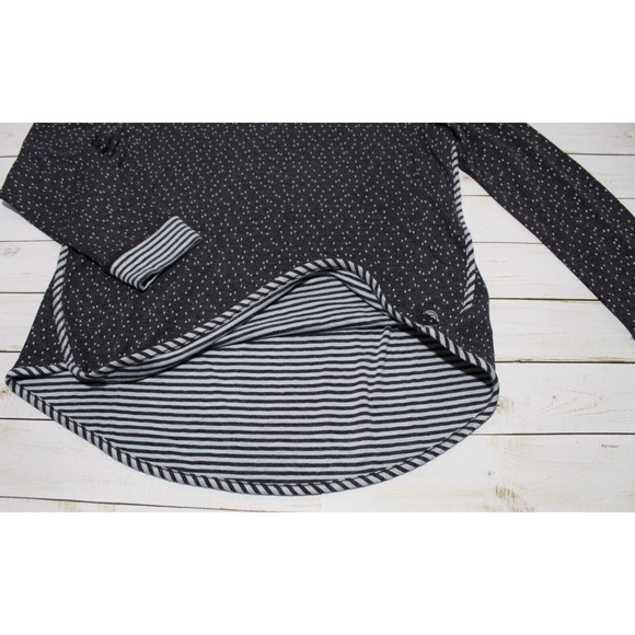 T by Talbots Women's (L) Blue Dots Striped Tunic Top Long Sleeve Boat Neck - Picture 9 of 14